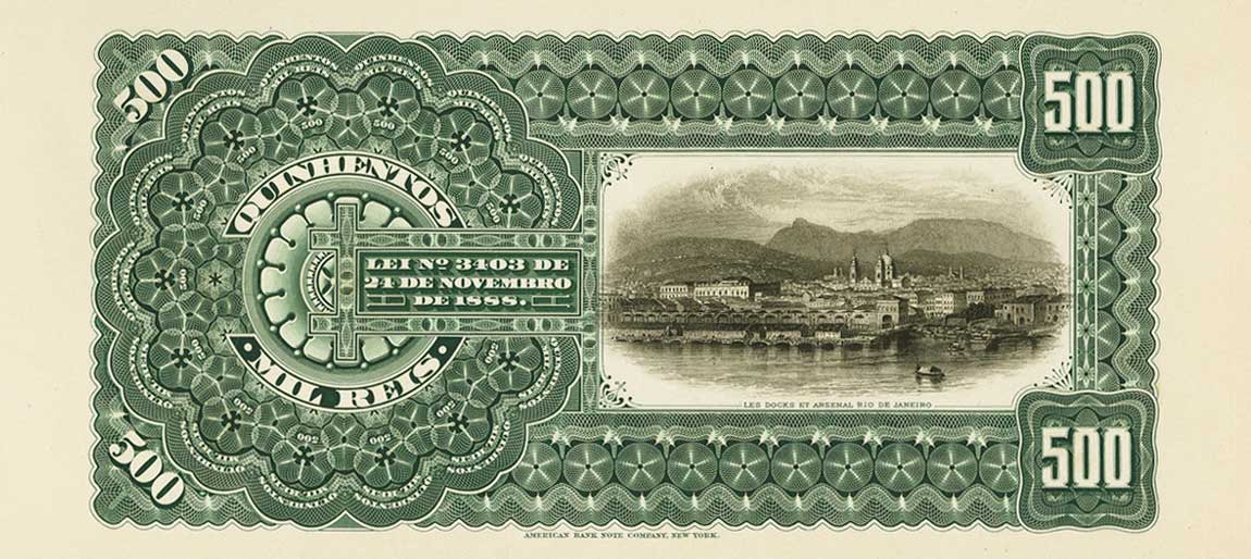 Back of Brazil pS607B: 500 Mil Reis from 1890