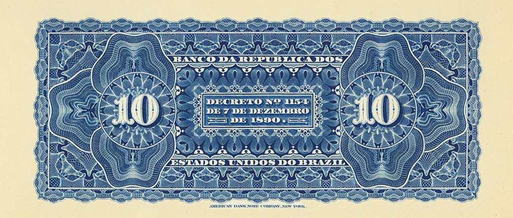 Back of Brazil pS641p: 10 Mil Reis from 1891