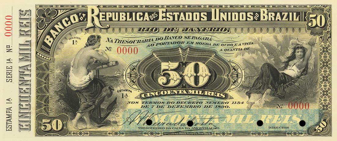 Front of Brazil pS647p: 50 Mil Reis from 1891