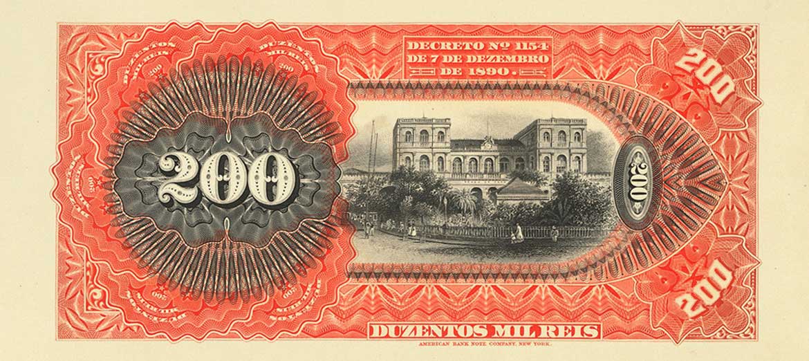 Back of Brazil pS649p: 200 Mil Reis from 1891