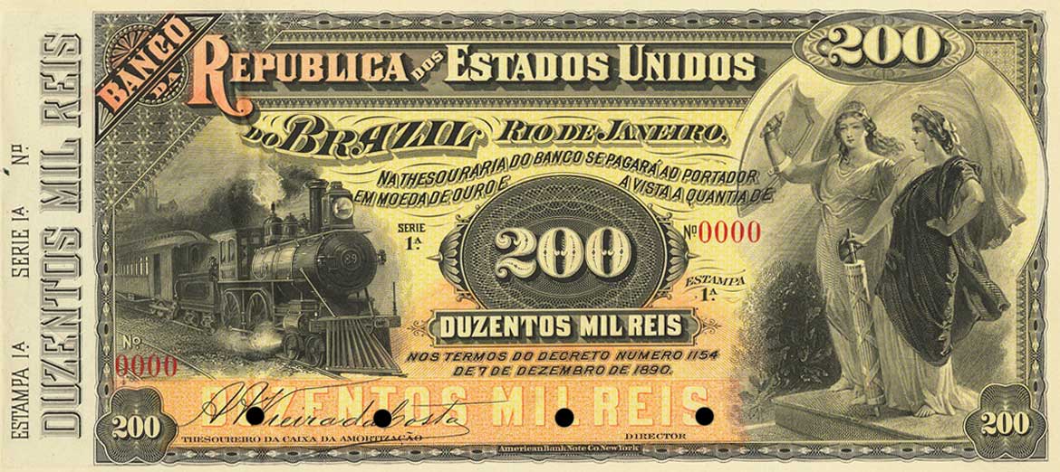 Front of Brazil pS649p: 200 Mil Reis from 1891