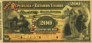 pS649s from Brazil: 200 Mil Reis from 1891