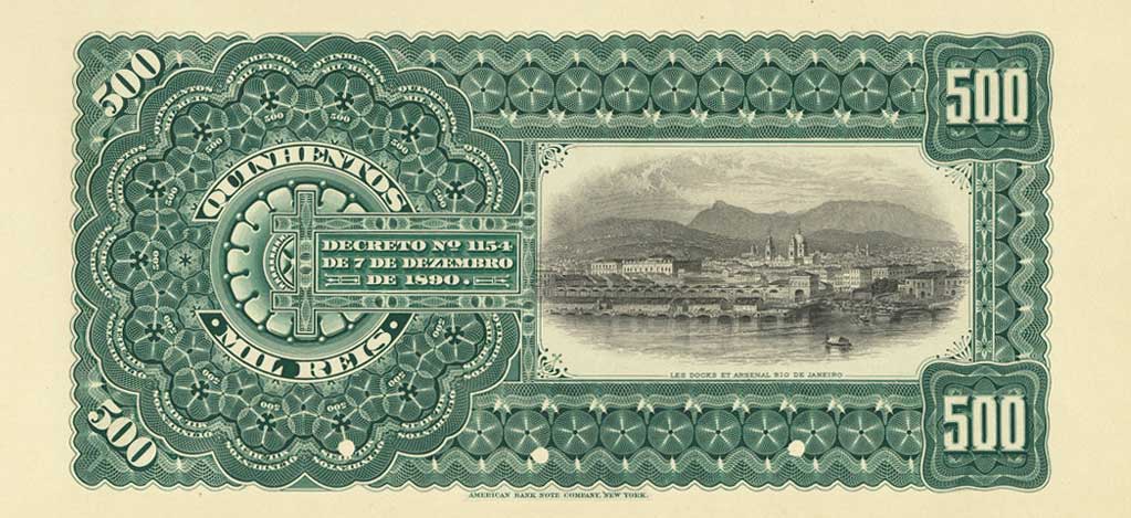 Back of Brazil pS650p: 500 Mil Reis from 1891