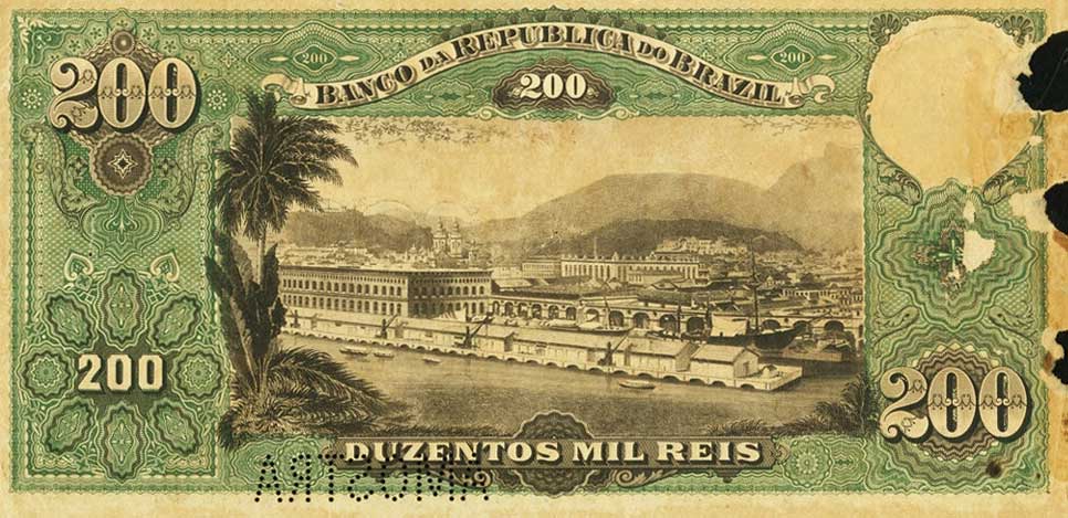 Back of Brazil pS679s: 200 Mil Reis from 1893