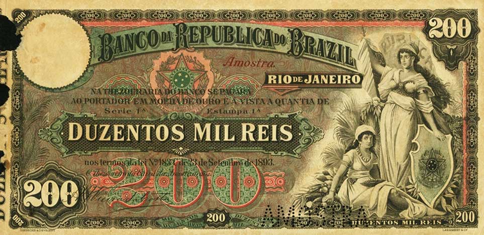 Front of Brazil pS679s: 200 Mil Reis from 1893