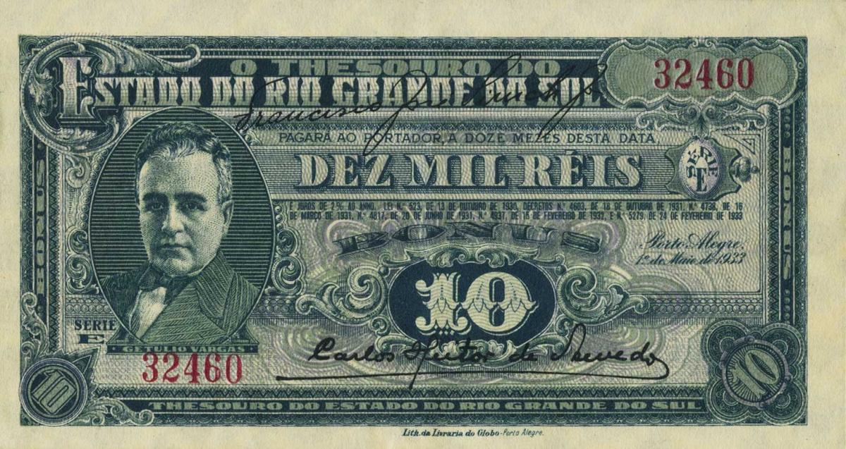 Front of Brazil pS802: 10 Mil Reis from 1933