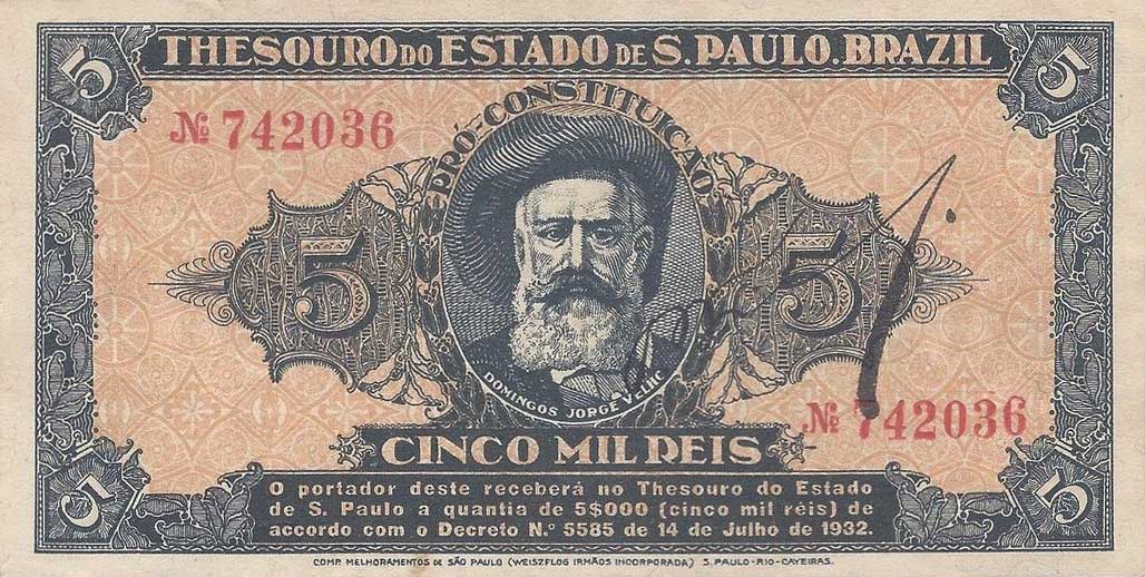 Front of Brazil pS861b: 5 Mil Reis from 1932