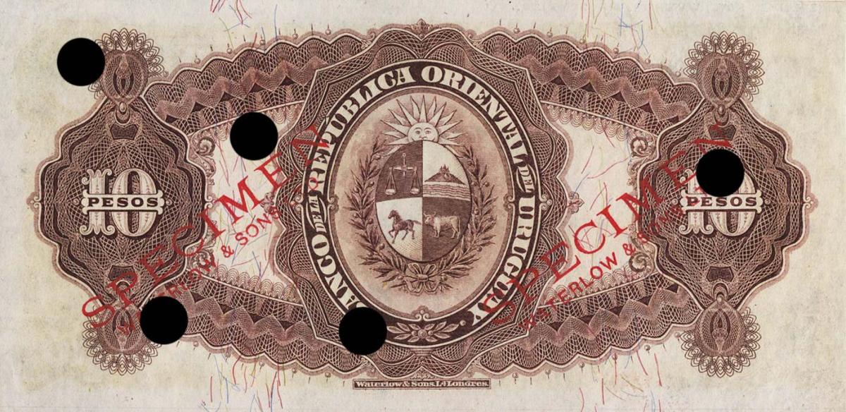 Back of Uruguay p11ct: 10 Pesos from 1914