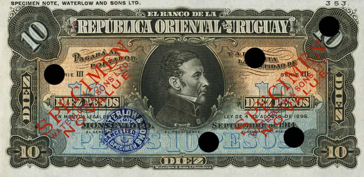 Front of Uruguay p11ct: 10 Pesos from 1914