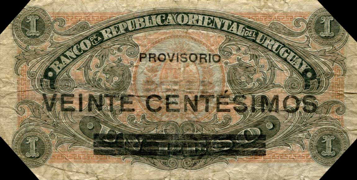 Back of Uruguay p14: 20 Centesimos from 1918