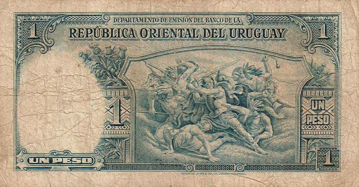 Back of Uruguay p28b: 1 Peso from 1935