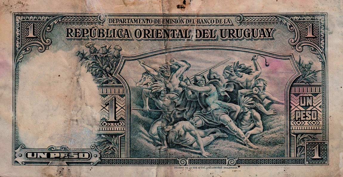 Back of Uruguay p28d: 1 Peso from 1935