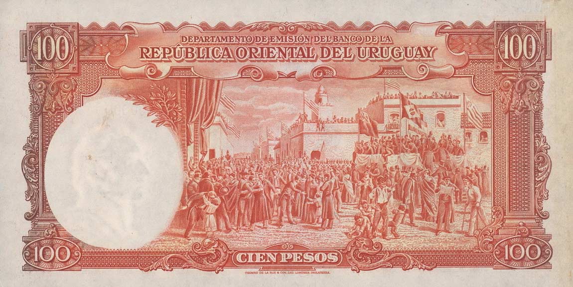 Back of Uruguay p31s: 100 Pesos from 1935