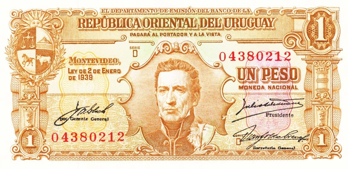 Front of Uruguay p35c: 1 Peso from 1939