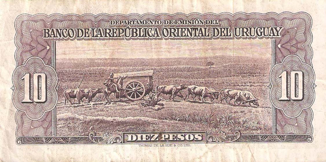 Back of Uruguay p37c: 10 Pesos from 1939