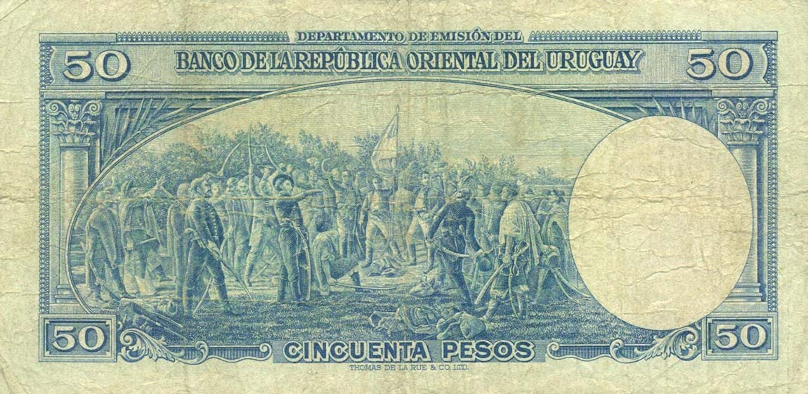 Back of Uruguay p38a: 50 Pesos from 1939