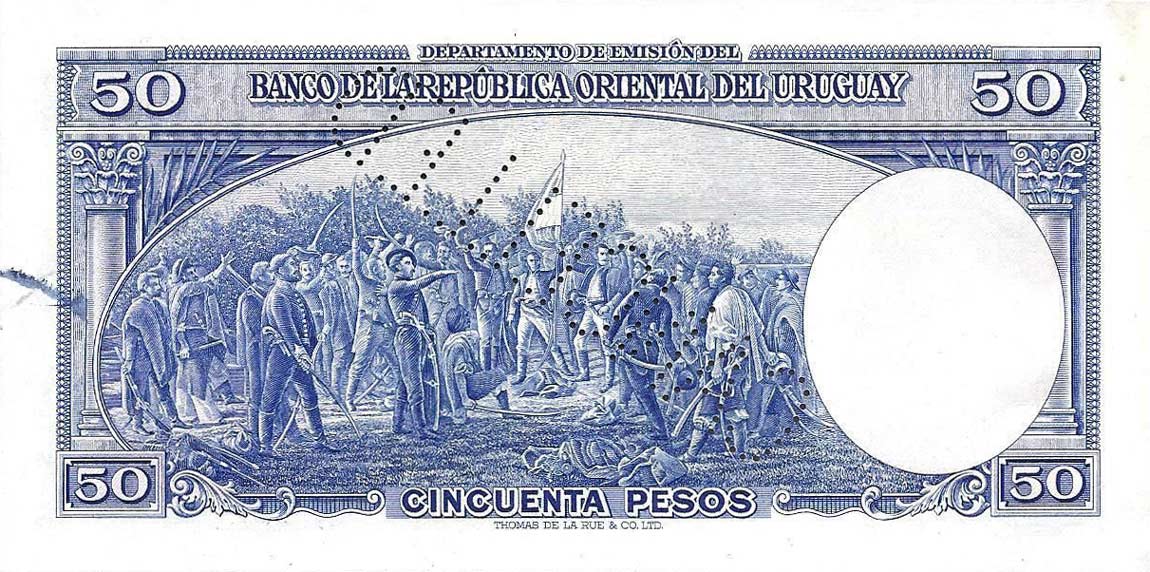 Back of Uruguay p38s: 50 Pesos from 1939