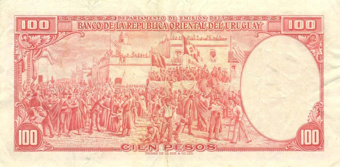 Back of Uruguay p39a: 100 Pesos from 1939