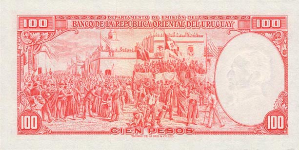 Back of Uruguay p39c: 100 Pesos from 1939