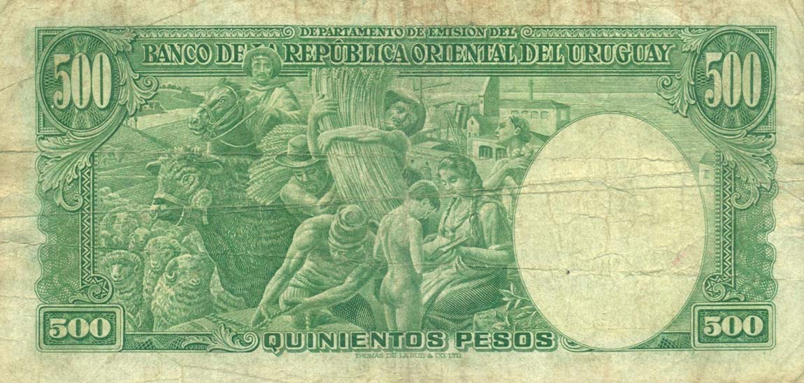 Back of Uruguay p40a: 500 Pesos from 1939