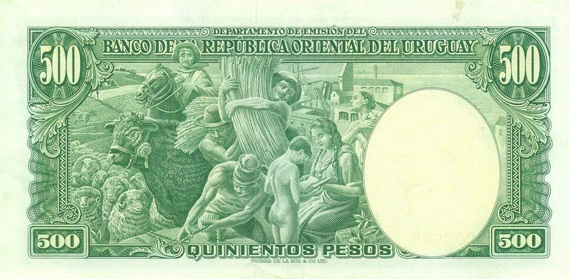 Back of Uruguay p40b: 500 Pesos from 1939