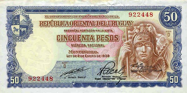 Front of Uruguay p42Ab: 50 Pesos from 1939