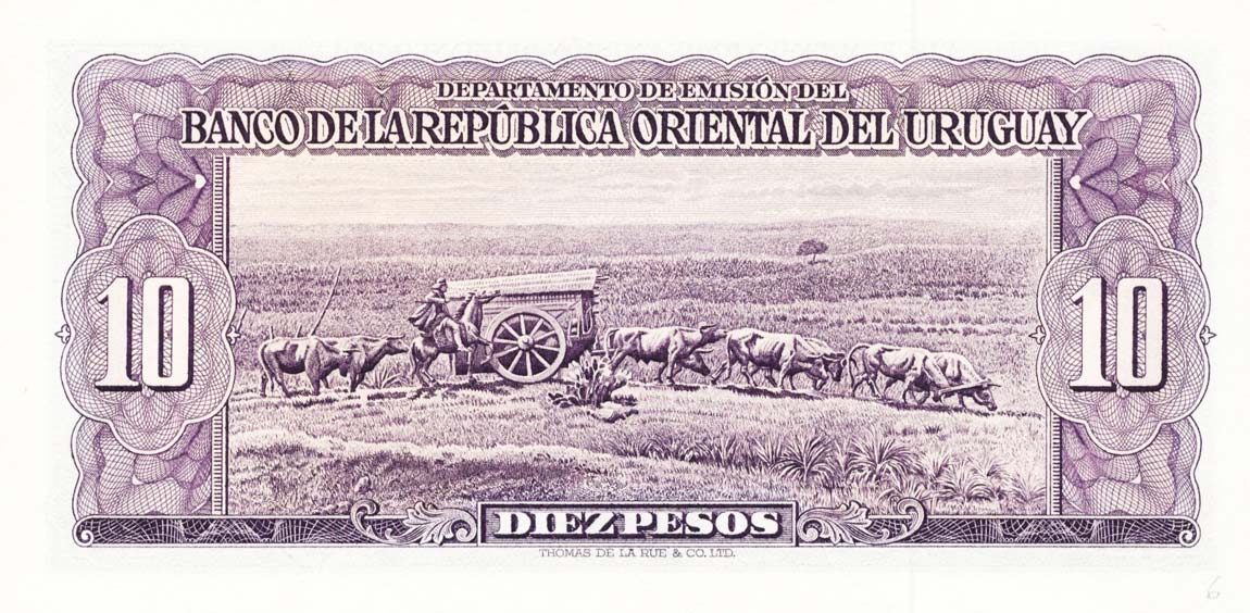 Back of Uruguay p42b: 10 Pesos from 1939