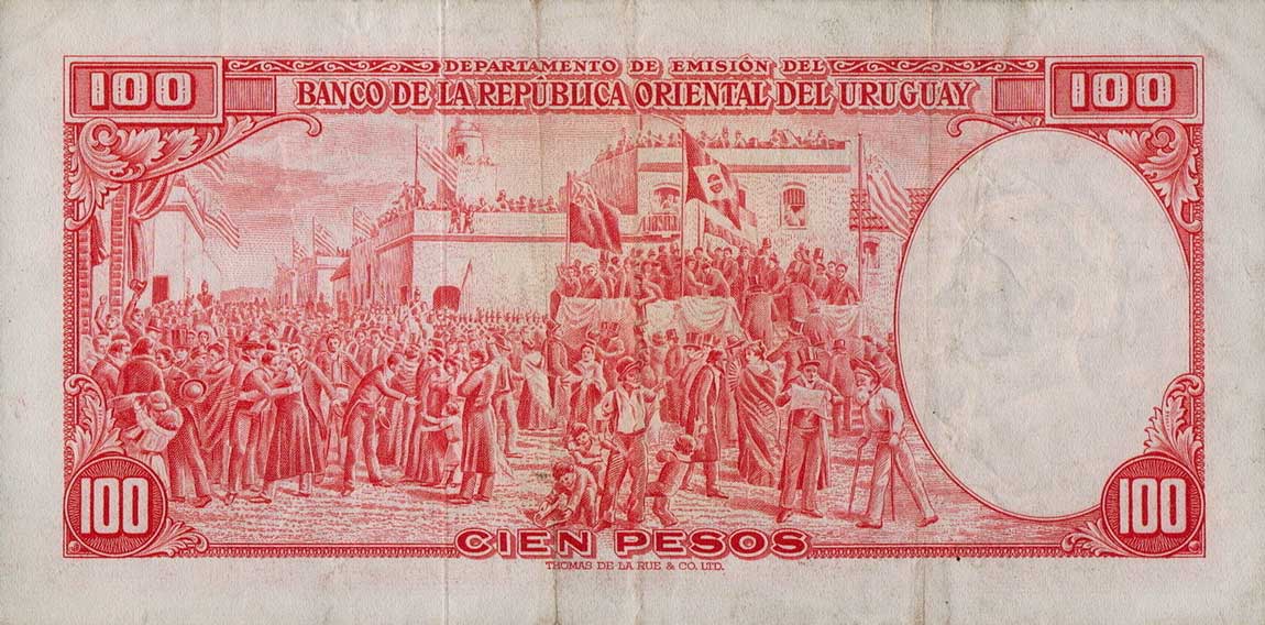 Back of Uruguay p43c: 100 Pesos from 1939