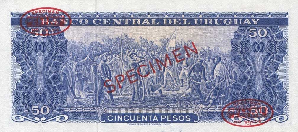 Back of Uruguay p46s: 50 Pesos from 1967