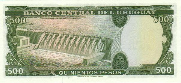 Back of Uruguay p48a: 500 Pesos from 1967