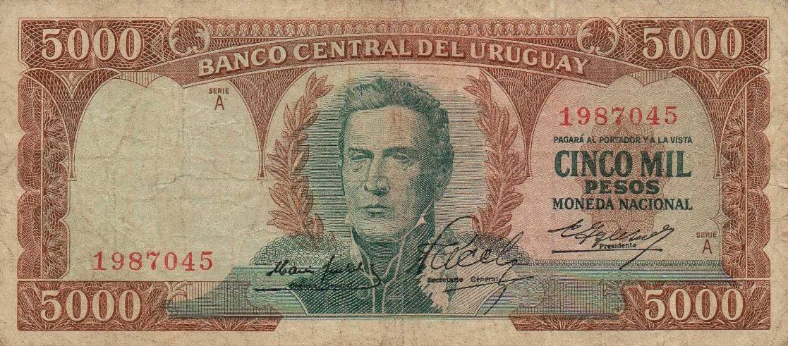 Front of Uruguay p50a: 5000 Pesos from 1967