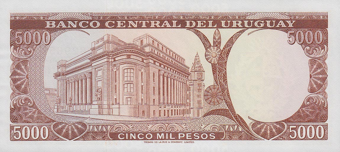 Back of Uruguay p50b: 5000 Pesos from 1967