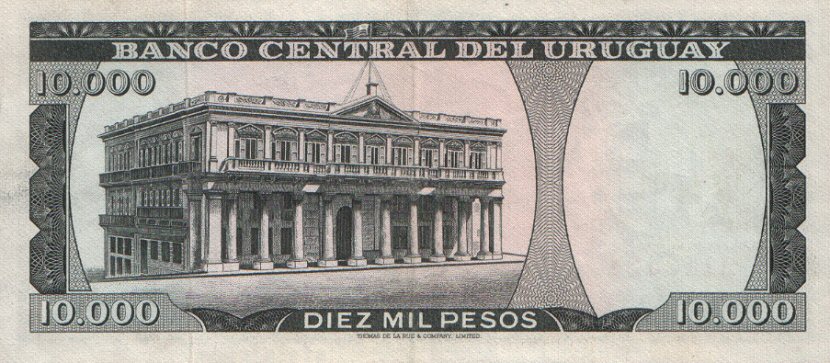 Back of Uruguay p51c: 10000 Pesos from 1967