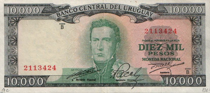 Front of Uruguay p51c: 10000 Pesos from 1967