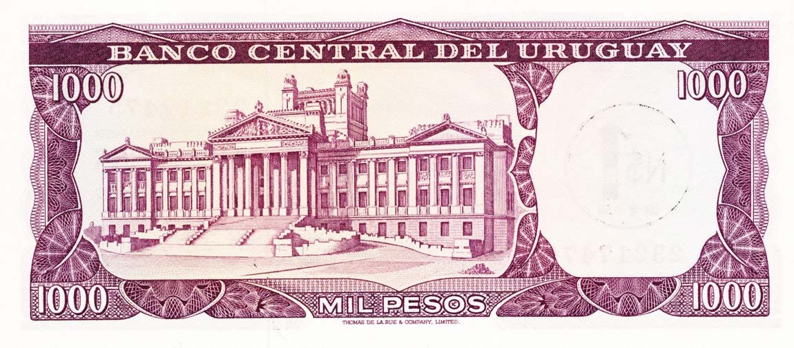 Back of Uruguay p55: 1 Nuevo Peso from 1975