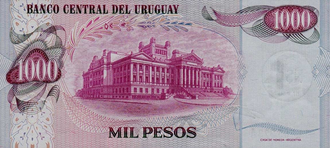 Back of Uruguay p56: 1 Nuevo Peso from 1975