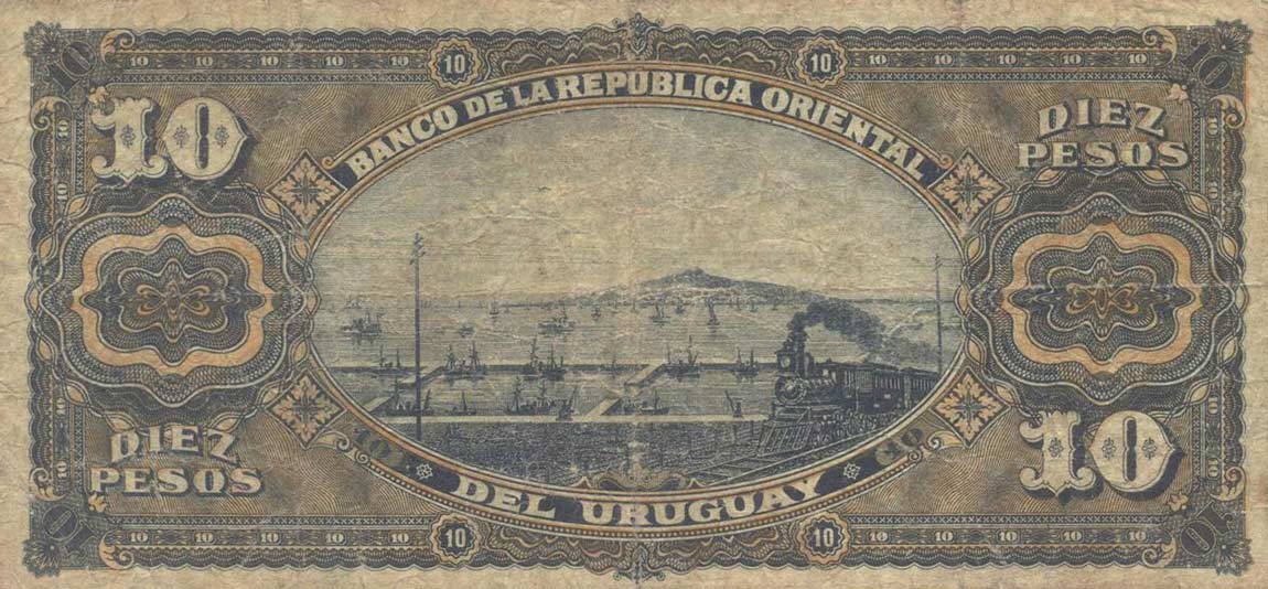 Back of Uruguay p5: 10 Pesos from 1896