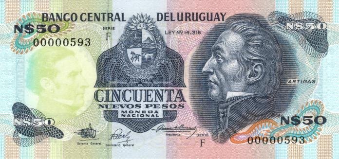 Front of Uruguay p61Aa: 50 Nuevos Pesos from 1988