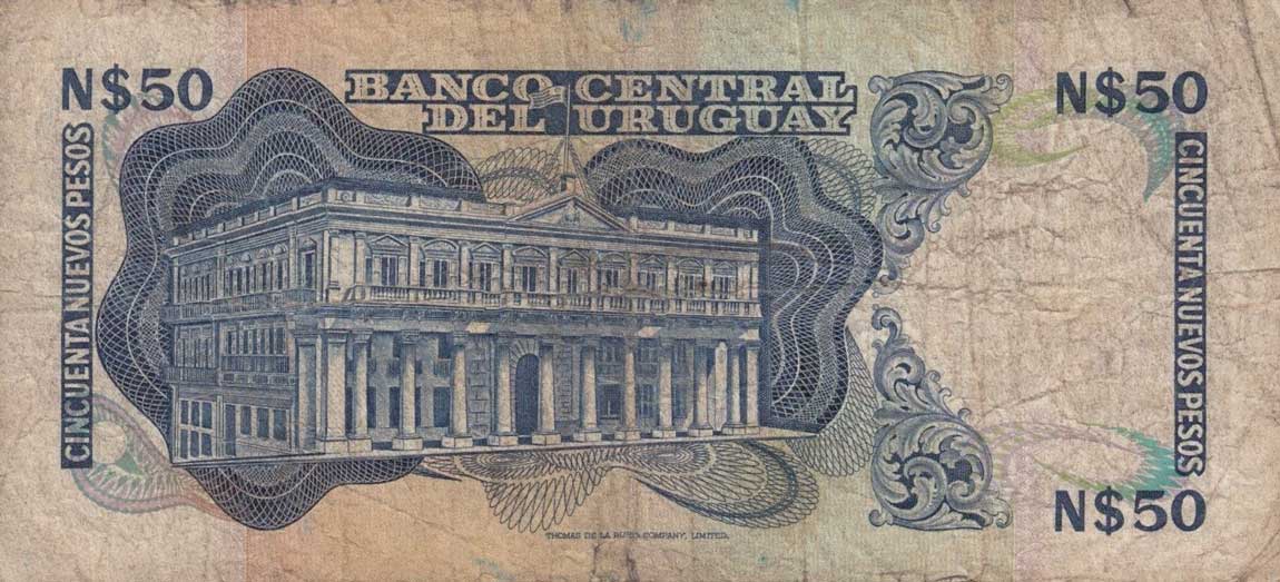 Back of Uruguay p61a: 50 Nuevos Pesos from 1978