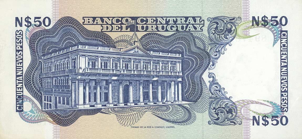 Back of Uruguay p61c: 50 Nuevos Pesos from 1981