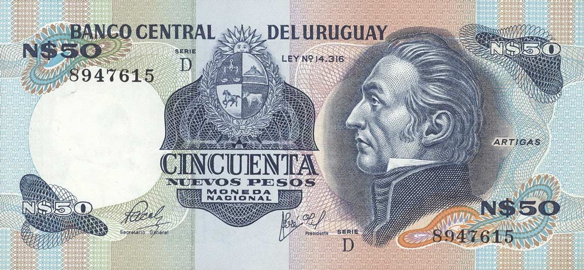 Front of Uruguay p61c: 50 Nuevos Pesos from 1981