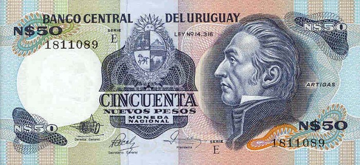 Front of Uruguay p61d: 50 Nuevos Pesos from 1978