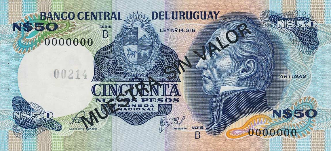 Front of Uruguay p61s: 50 Nuevos Pesos from 1978