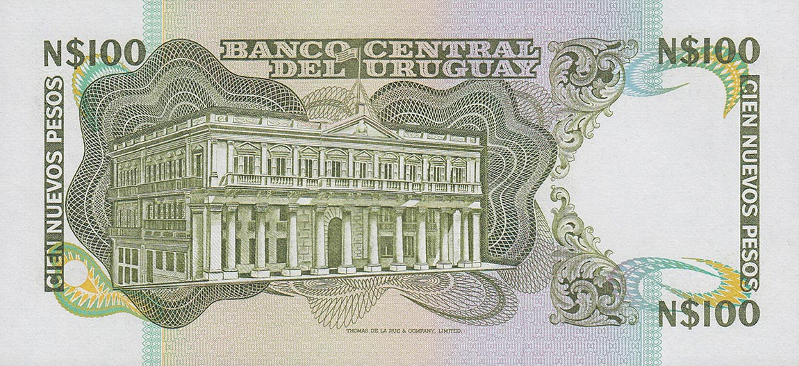 Back of Uruguay p62Aa: 100 Nuevos Pesos from 1987