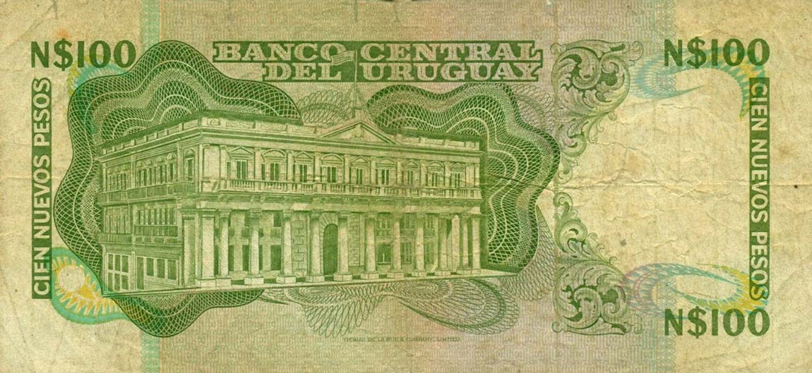 Back of Uruguay p62a: 100 Nuevos Pesos from 1978