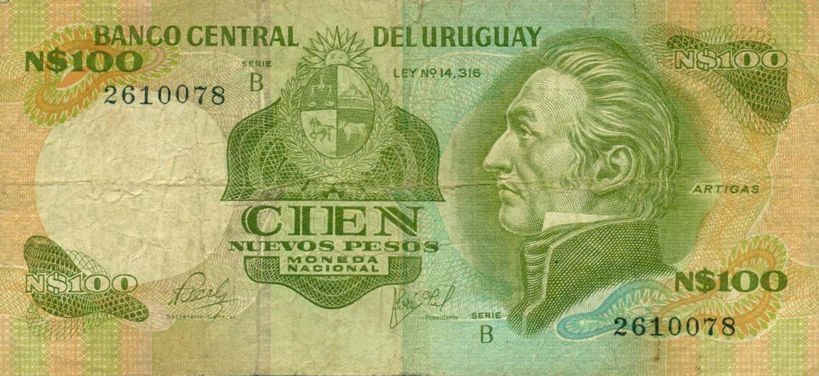 Front of Uruguay p62a: 100 Nuevos Pesos from 1978