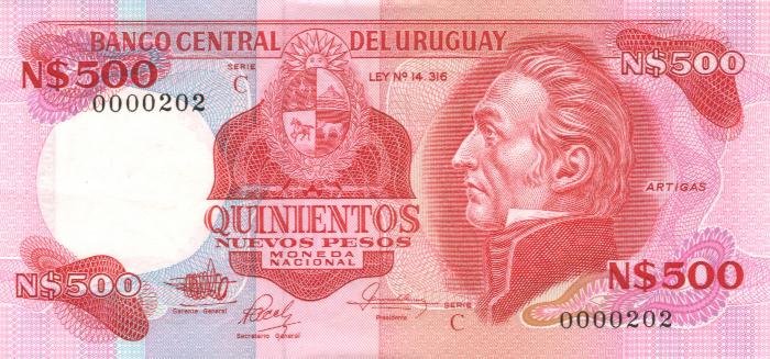 Front of Uruguay p63b: 500 Nuevos Pesos from 1978