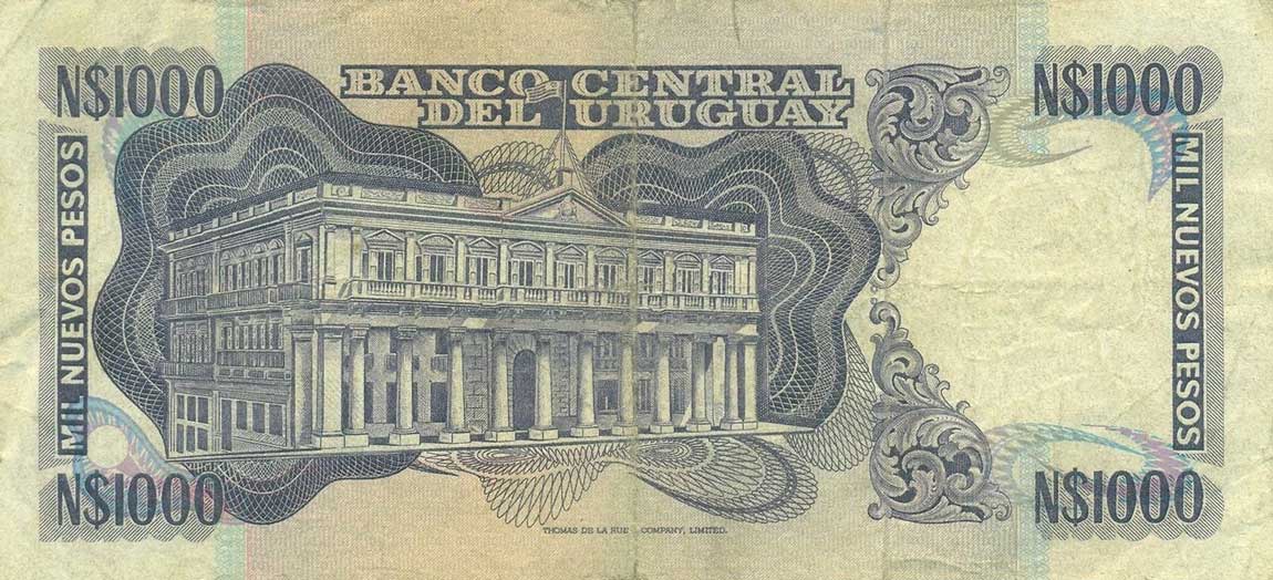 Back of Uruguay p64a: 1000 Nuevos Pesos from 1978