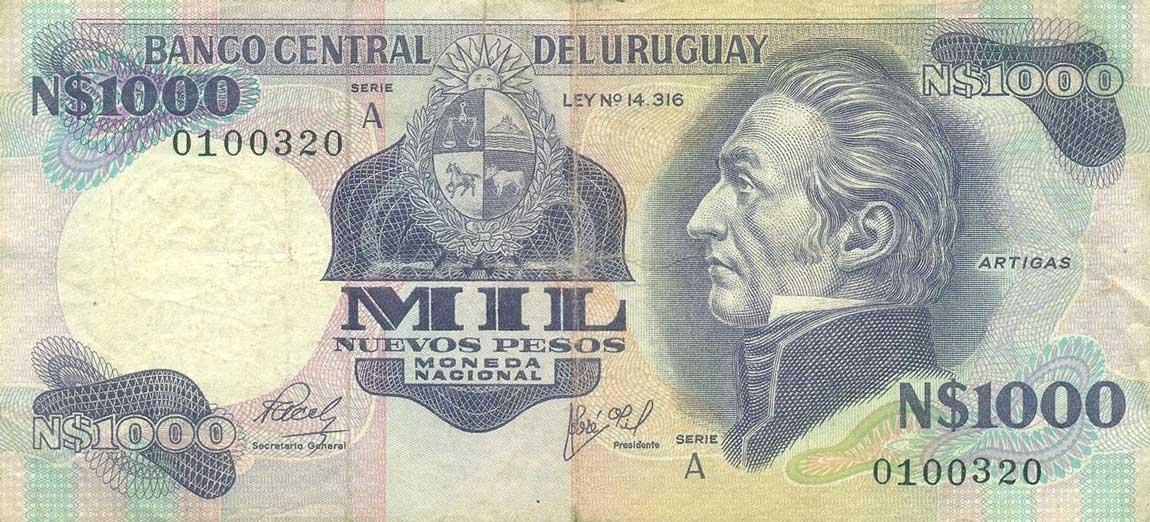 Front of Uruguay p64a: 1000 Nuevos Pesos from 1978