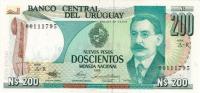 p66a from Uruguay: 200 Nuevos Pesos from 1986
